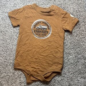 Carhartt Tan Baby Bodysuit with Logo